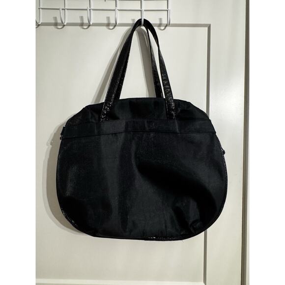 Travelon Black Tote Shoulder Bag Carry On Expandable Travel Turquoise Lining - Picture 5 of 14